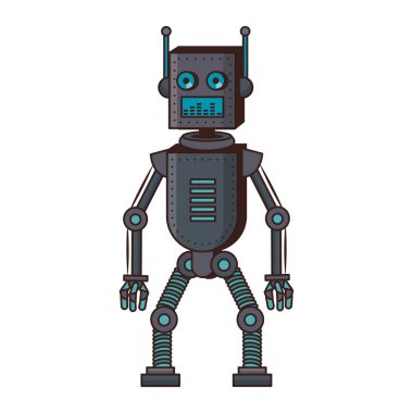 Robot komik karakter karikatür izole