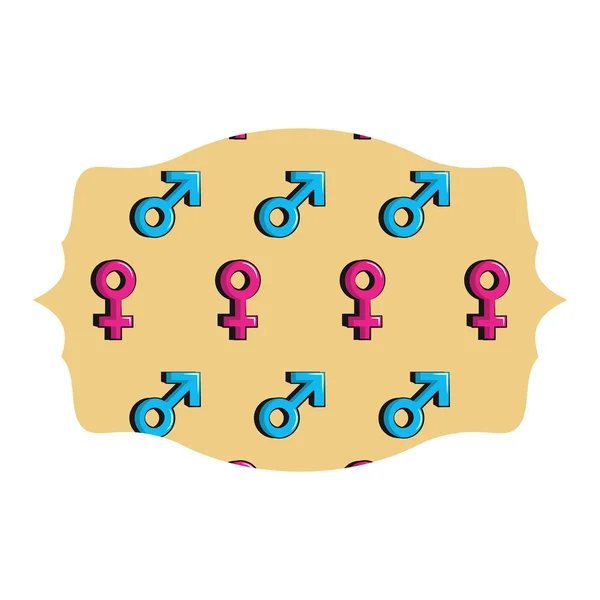 Gender symbolen embleem frame — Stockvector