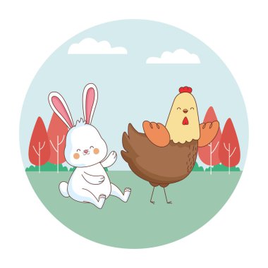 Mutlu çiftlik hayvanları karikatür