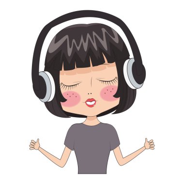 Güzel kız yüz çizgi film