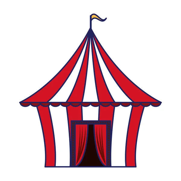 Circus tent with flag cartoon isolated blue lines — Stock Vector
