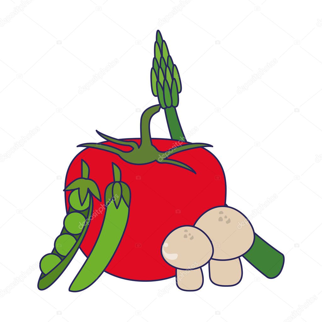 Dibujos animados de verduras frescas