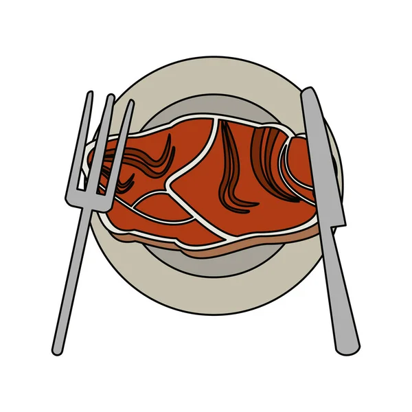 Вкусное мясо на блюде — стоковый вектор