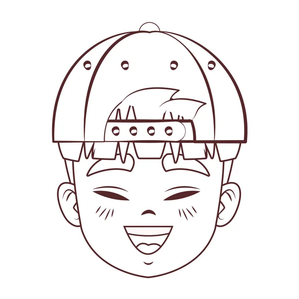 Asiatique homme visage dessin animé — Image vectorielle
