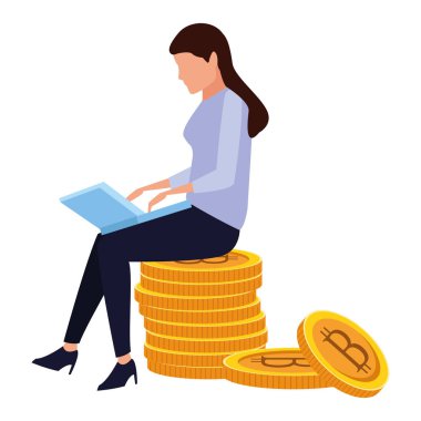 kripto para birimi ile iş kadını