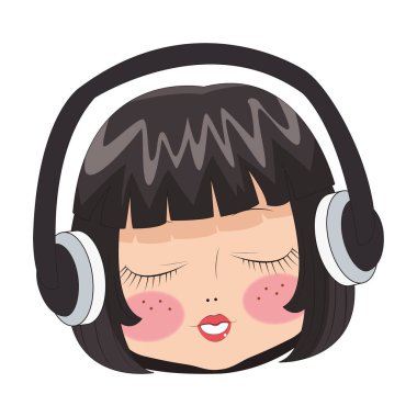 Güzel kız yüz çizgi film