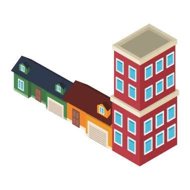 Evler ve yapılar isometrik