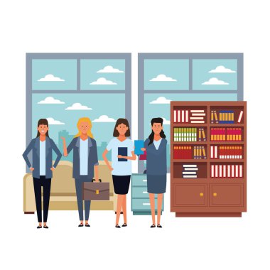 ofiste iş kadınları avatar çizgi film karakteri