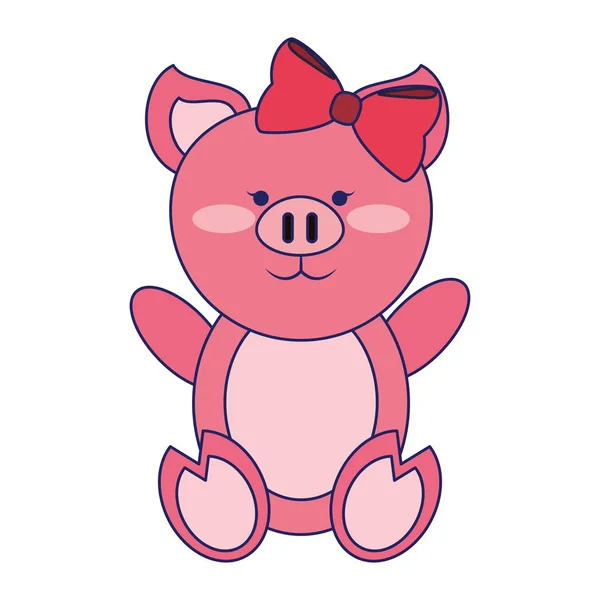 Pig cute animal blue lines — Stock Vector