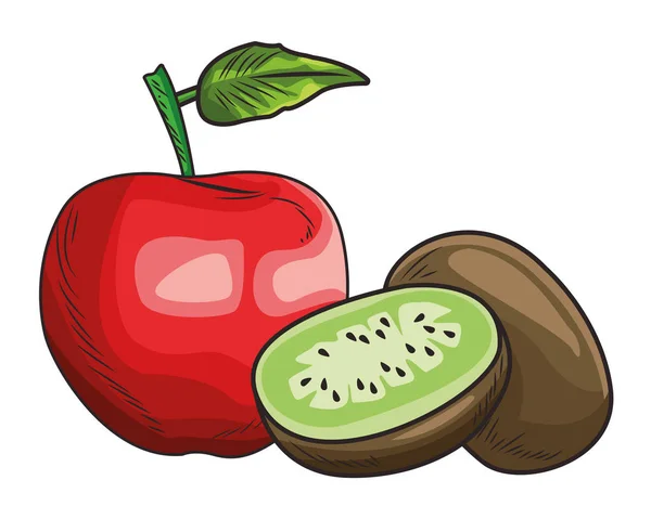 Basis frisches Obst Ernährung gesunde Hand gezeichnet — Stockvektor