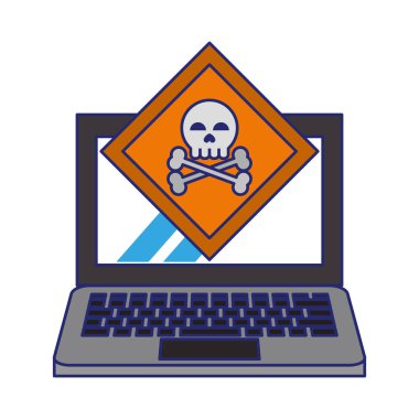 bilgisayar mavi çizgileri ile tehlike işareti