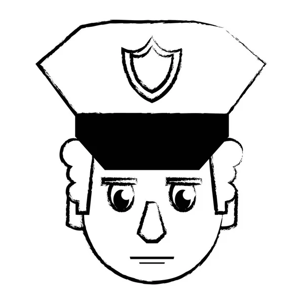 Police face cartoon sketch — Stock Vector