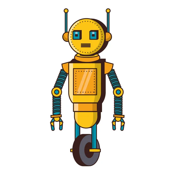 Robot personaggio divertente cartone animato isolato — Vettoriale Stock