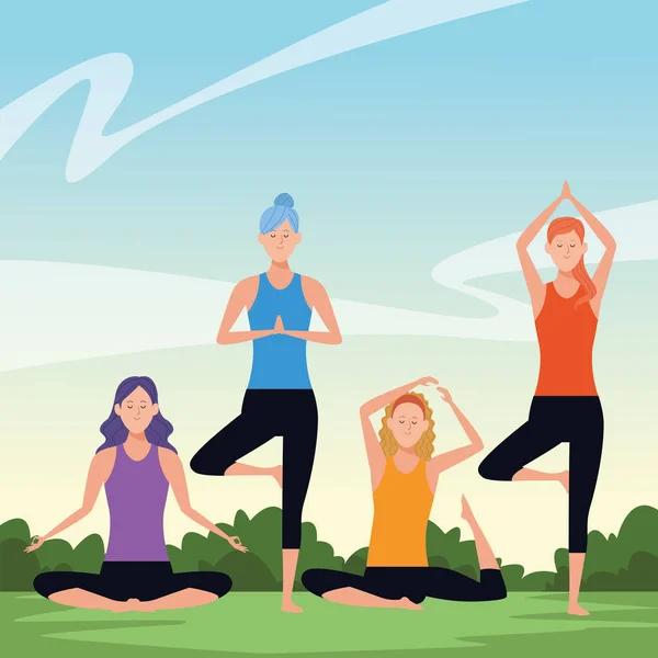 Frauen-Yoga-Posen — Stockvektor