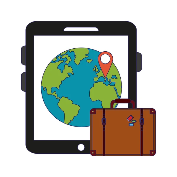 여행 및 온라인 기술 — 스톡 벡터