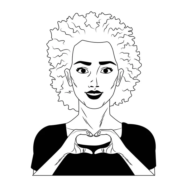 Perfil da mulher pop arte cartoon em preto e branco —  Vetores de Stock