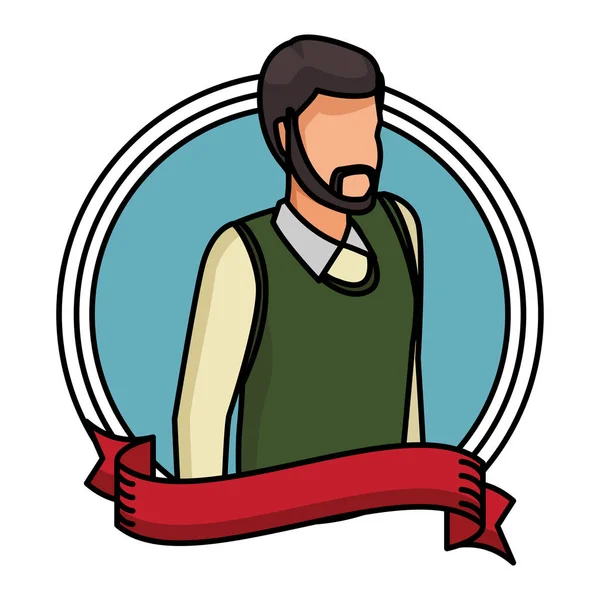 Homme avec pull avatar icône ronde — Image vectorielle