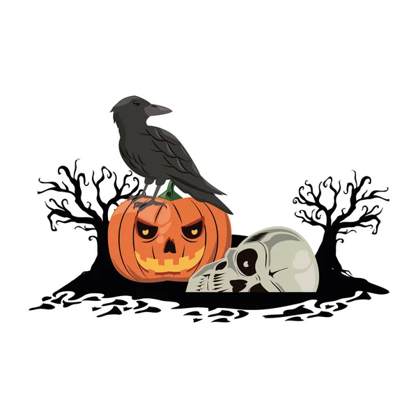 Страшные карикатуры на Хэллоуин — стоковый вектор
