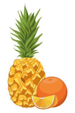 Ananas ve portakal sitrik meyve dilimlenmiş
