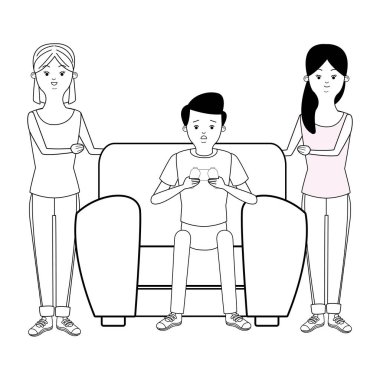 Bin yıllık insanlar oyun partisi siyah beyaz