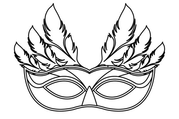 Máscara con plumas blanco y negro — Vector de stock