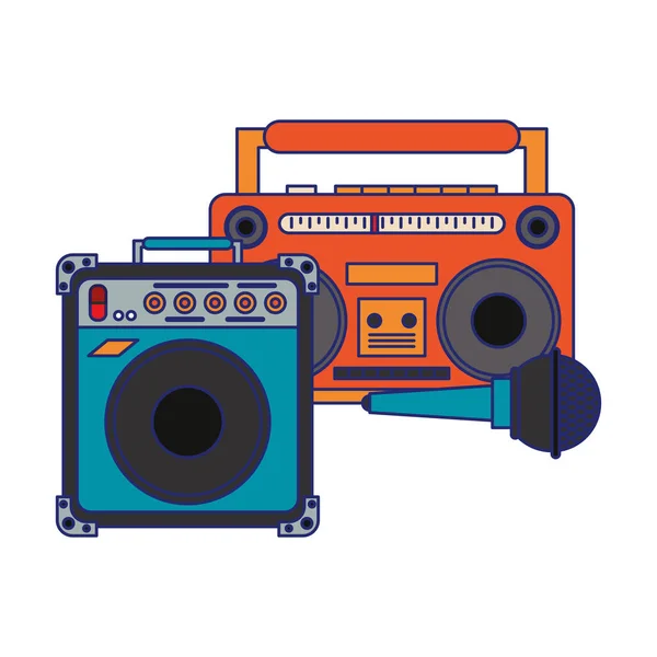 Music and studio equipment blue lines — Stock Vector
