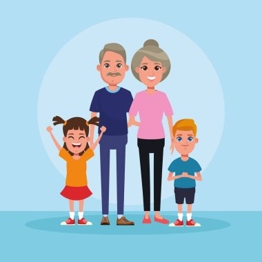 Çocuklu aile karikatür