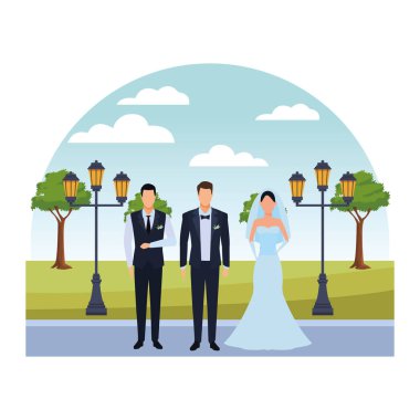 düğün için giyinmiş insanlar