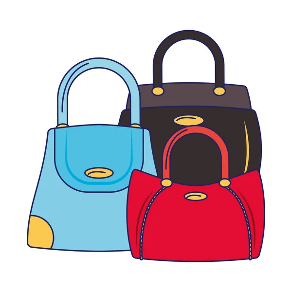 Frauen Mode Tasche Cartoon isolierte blaue Linien — Stockvektor