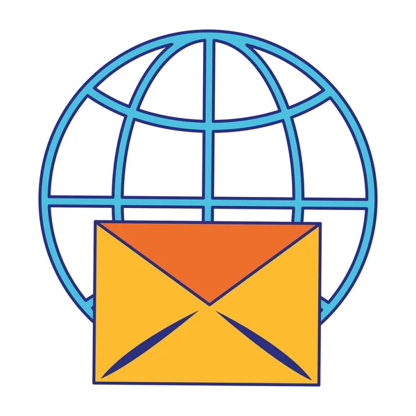 E-Mail globales Shere Symbol isolierte blaue Linien — Stockvektor