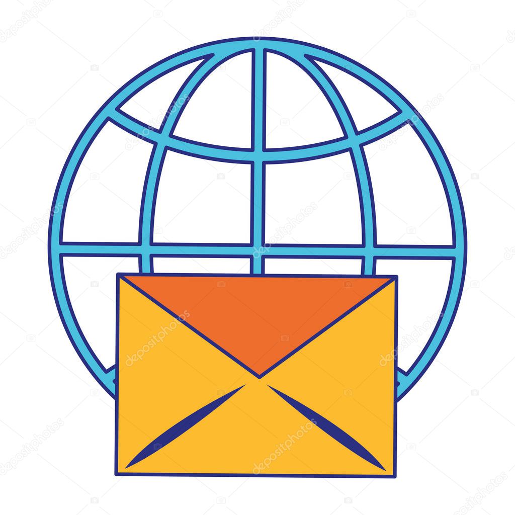 Email global shere symbol isolated blue lines