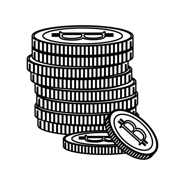 Criptomoneda torre bitcoin blanco y negro — Archivo Imágenes Vectoriales