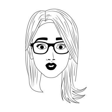 Kadın yüz pop sanat karikatür siyah beyaz