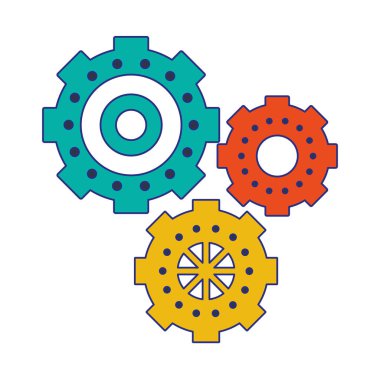 Dişliler makine parçaları çalışma sembolü mavi çizgiler