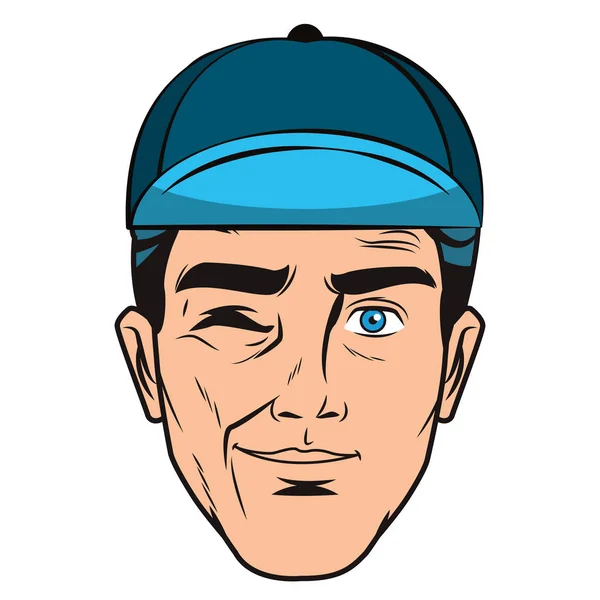 Pop Art man gezicht cartoon — Stockvector