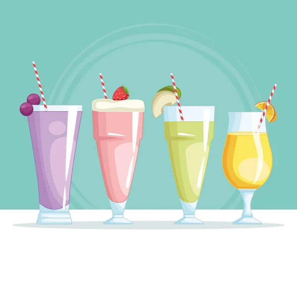 Smoothies with fruit — Stock Vector