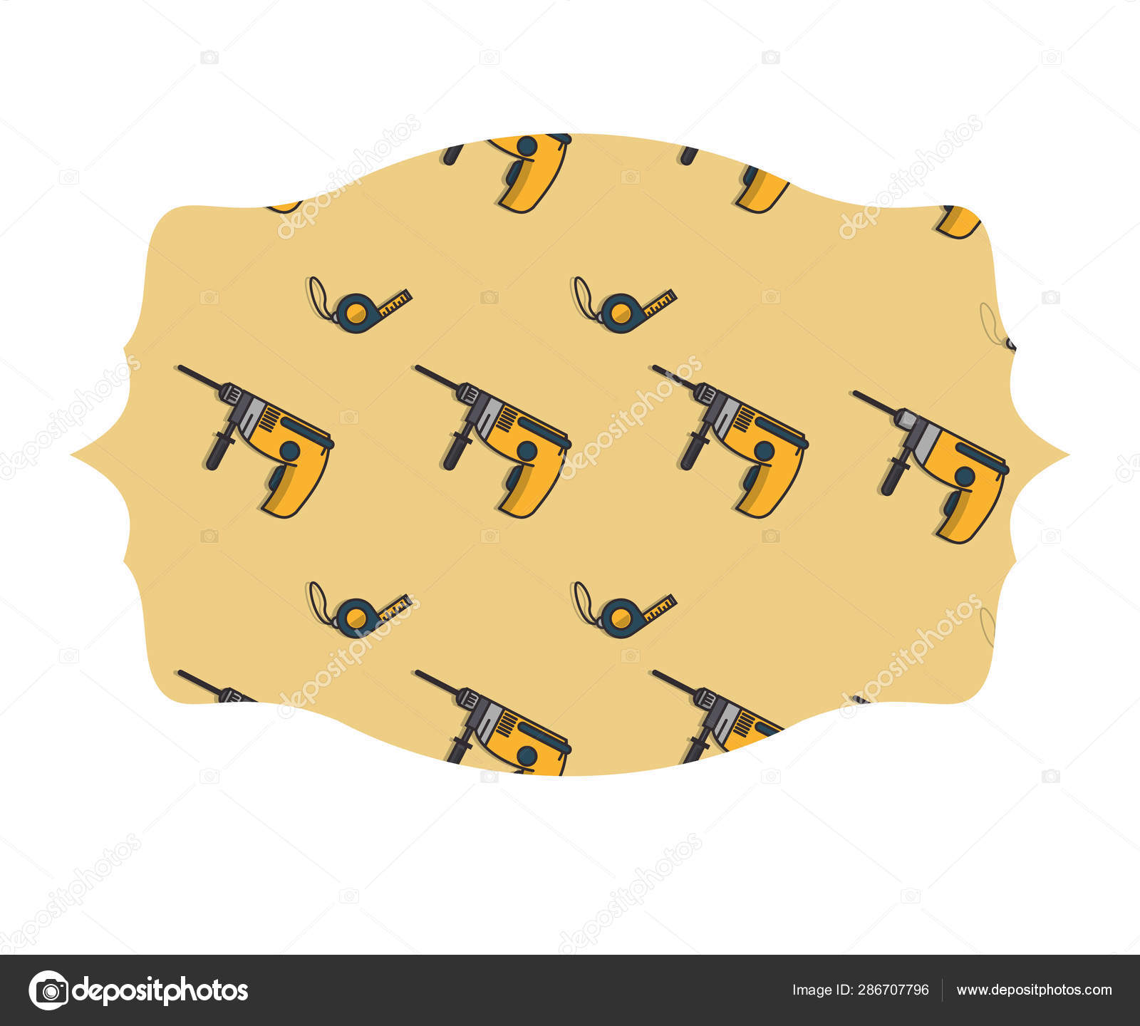 テープ ラベル フレームのドリルアンドメジャー ストックベクター