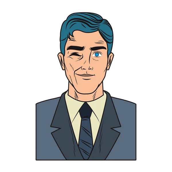 Uomo d'affari pop art cartone animato — Vettoriale Stock
