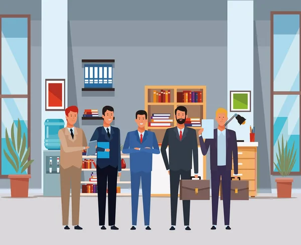 Empresários avatar personagem de desenho animado no escritório —  Vetores de Stock