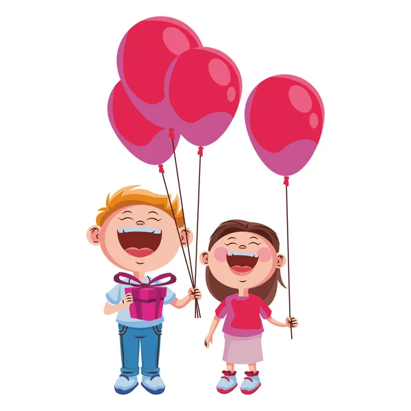 Cute kids with balloons — Stock Vector