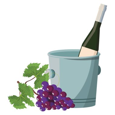 kova ve üzüm şarap şişesi