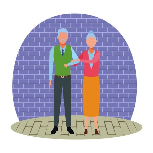 Anziani coppia avatar personaggio dei cartoni animati — Vettoriale Stock