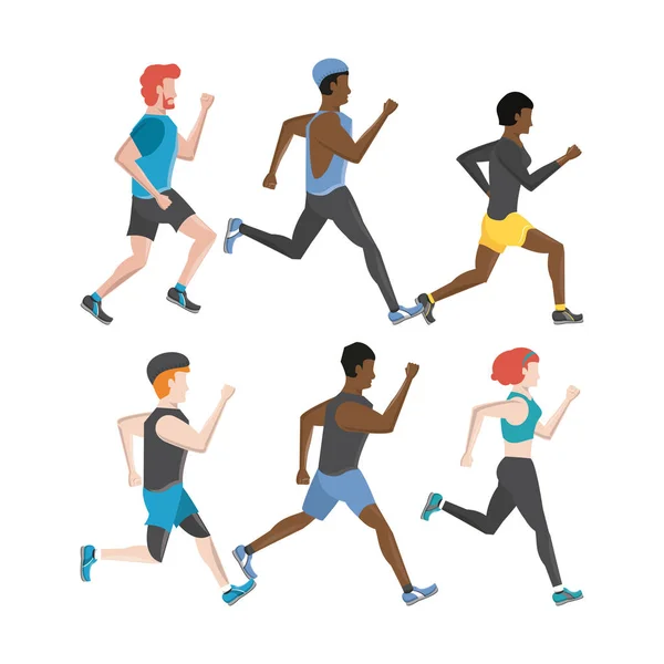 Gente de fitness corriendo personajes — Vector de stock