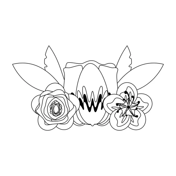 Flor flor icono de dibujos animados aislados en blanco y negro — Vector de stock