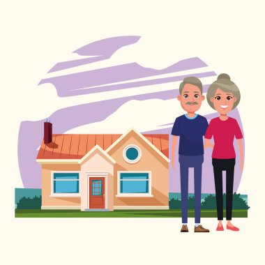 Ev karikatür aile açık havada