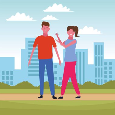 Çift gülümseyen karikatür