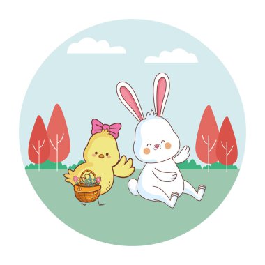 Mutlu çiftlik hayvanları karikatür