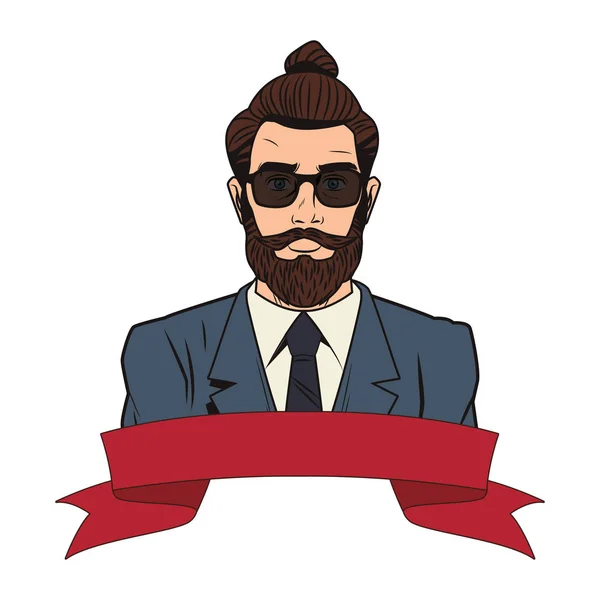 Hipster homem pop arte cartoon — Vetor de Stock