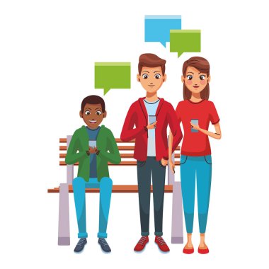 Mesajlaşmak için akıllı telefonu kullanan arkadaşlar