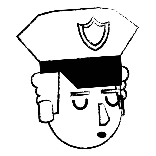 Disegno del fumetto faccia della polizia — Vettoriale Stock